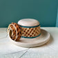 Vintage Fitz and Floyd Feathered Ceramic Hat Trinket Box
