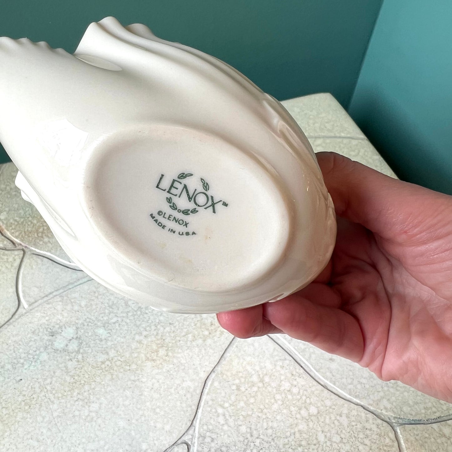 Vintage White Porcelain and Gold Swan Ring Dish By Lenox
