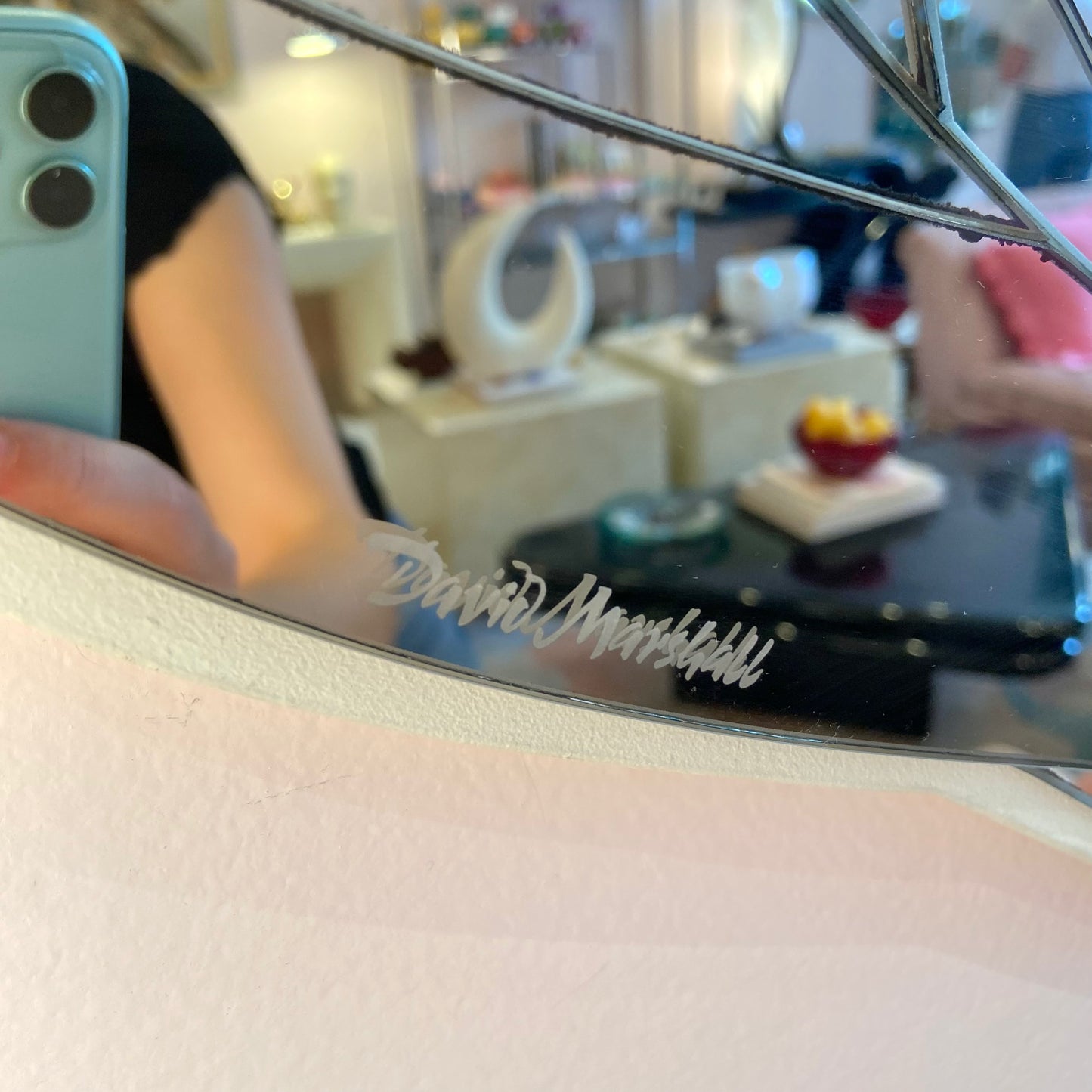 1980's David Marshall Circular Floral Mirror