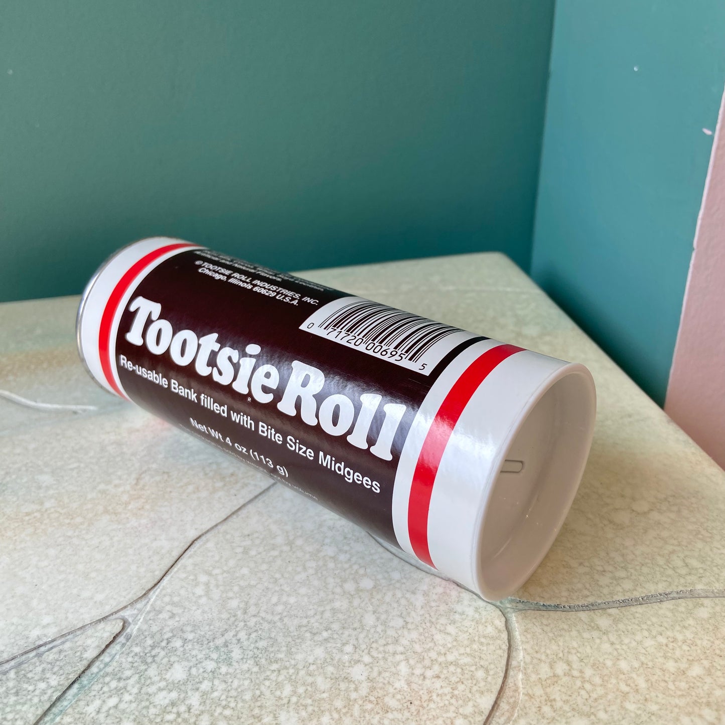 Vintage Tootsie Roll Tube Coin Bank 6”
