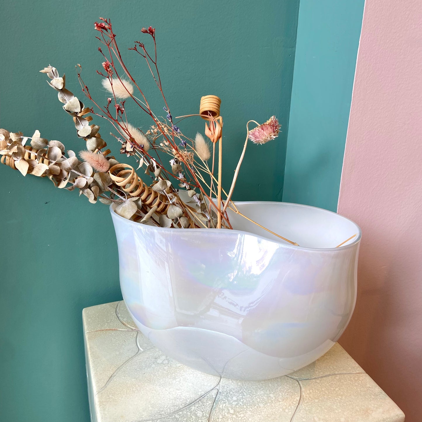 Vintage Opalescent Glass Vase by Damaso