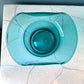 Vintage Fenton Style Teal Colored Glass Top Hat Vase