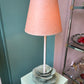 Pair of Vintage Metal Cabbage Lamps with Blush Shades