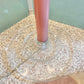 1980’s Pink Stacked Lucite Torchiere Floor Lamp/item
