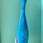 Vintage Tall Blue Speckled Ceramic Vase