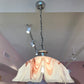 Vintage Murano Style Burgundy and Frosted Glass Pendant Chandelier