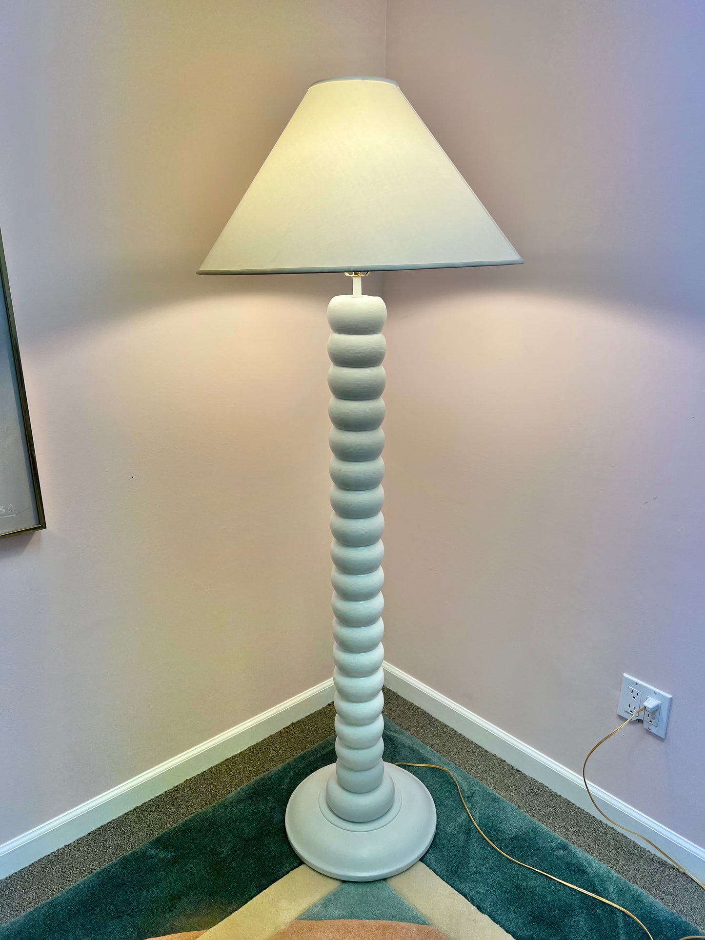 Vintage White Stacked Plaster Floor Lamp