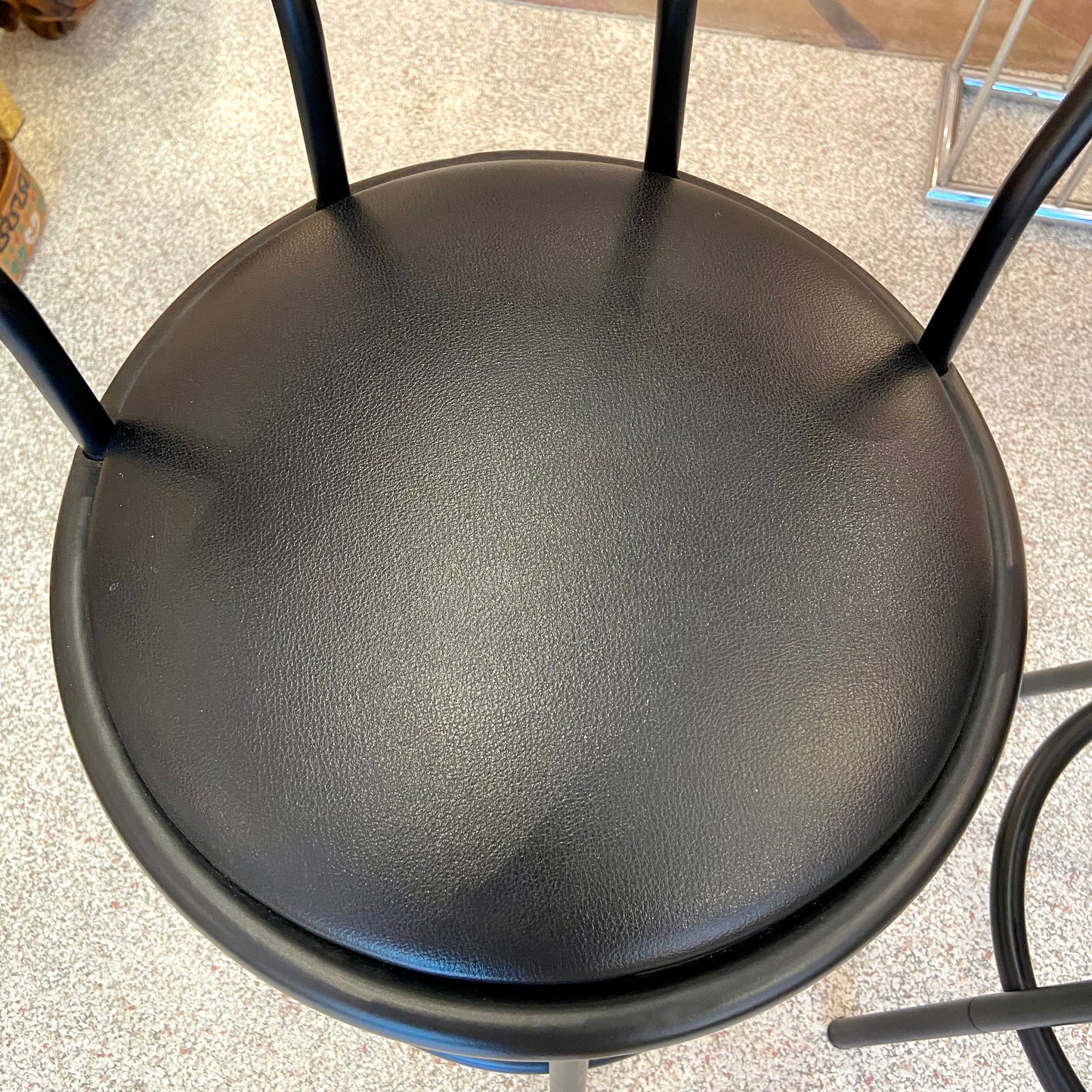 Pair of Black Crown Back Swivel Bar Chairs