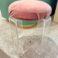 Vintage Lucite and Pink Velvet Vanity Stool