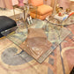 Vintage Square Fiberglass Faux Stone Swirl Base Coffee Table