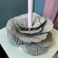 Pair of Vintage Metal Cabbage Lamps with Blush Shades