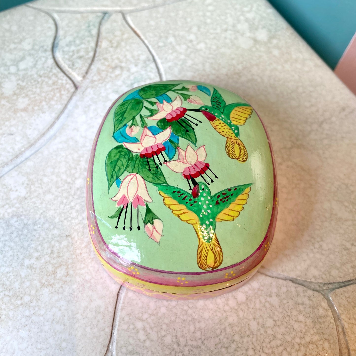 Vintage Papier Mache Hummingbird Box