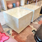 1980's Faux Goatskin Laminate Cube Side Table/item