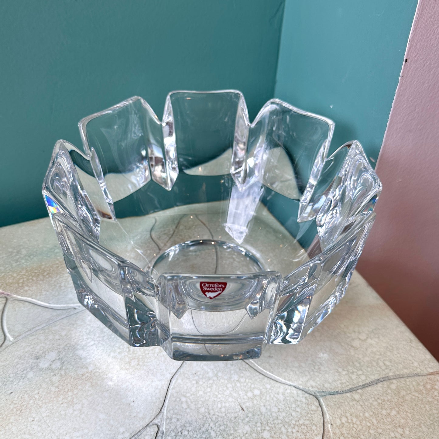 Vintage Orrefors “Corona” Crystal Bowl Signed