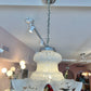 Vintage Carlo Nason Style Murano Glass White Frosted Pendant Chandelier