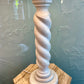 Vintage Spiral Base White Washed Wooden Lamp