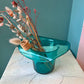 Vintage Fenton Style Teal Colored Glass Top Hat Vase