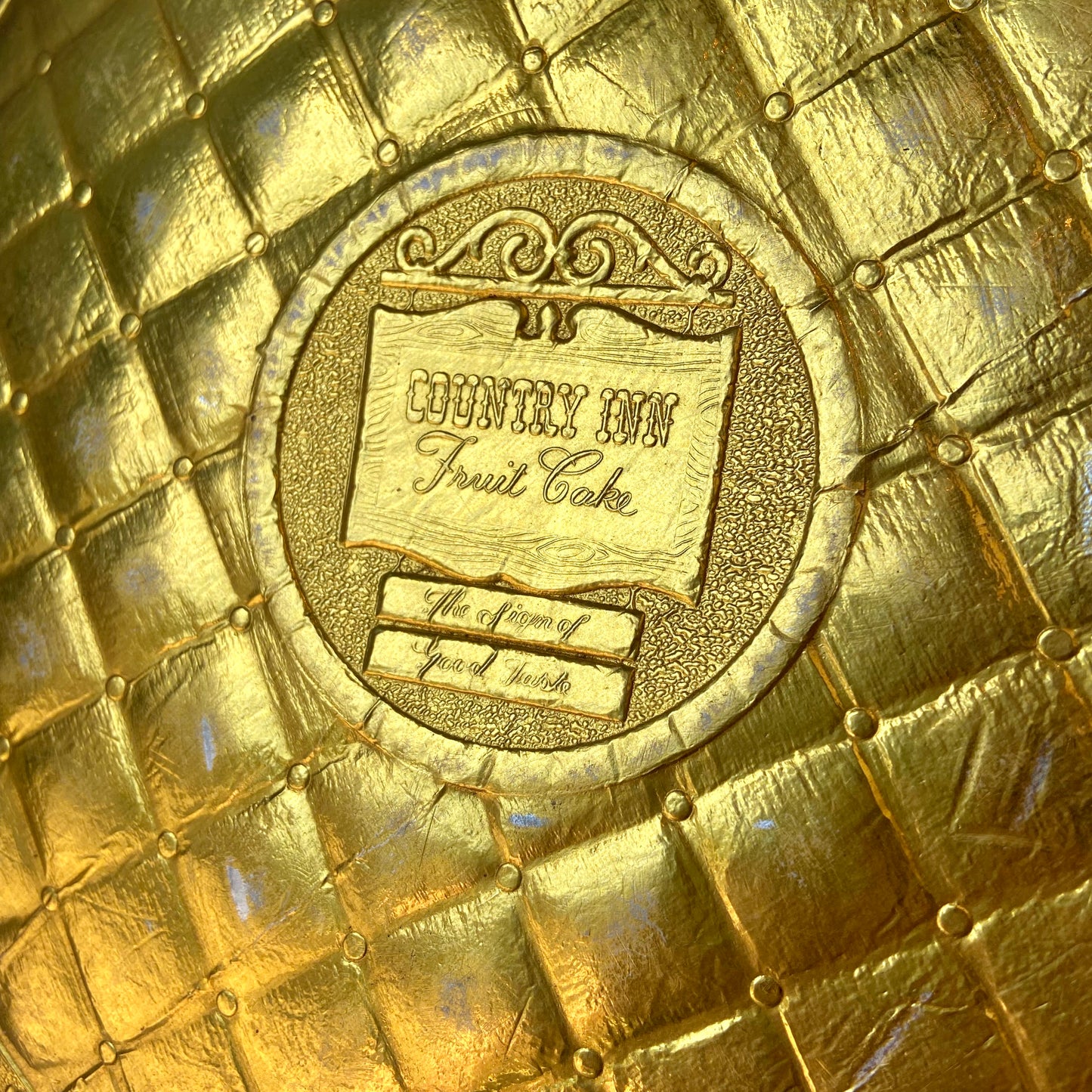 Vintage Country Inn Gold Tin 10.25"D