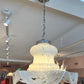 Vintage Carlo Nason Style Murano Glass White Frosted Pendant Chandelier