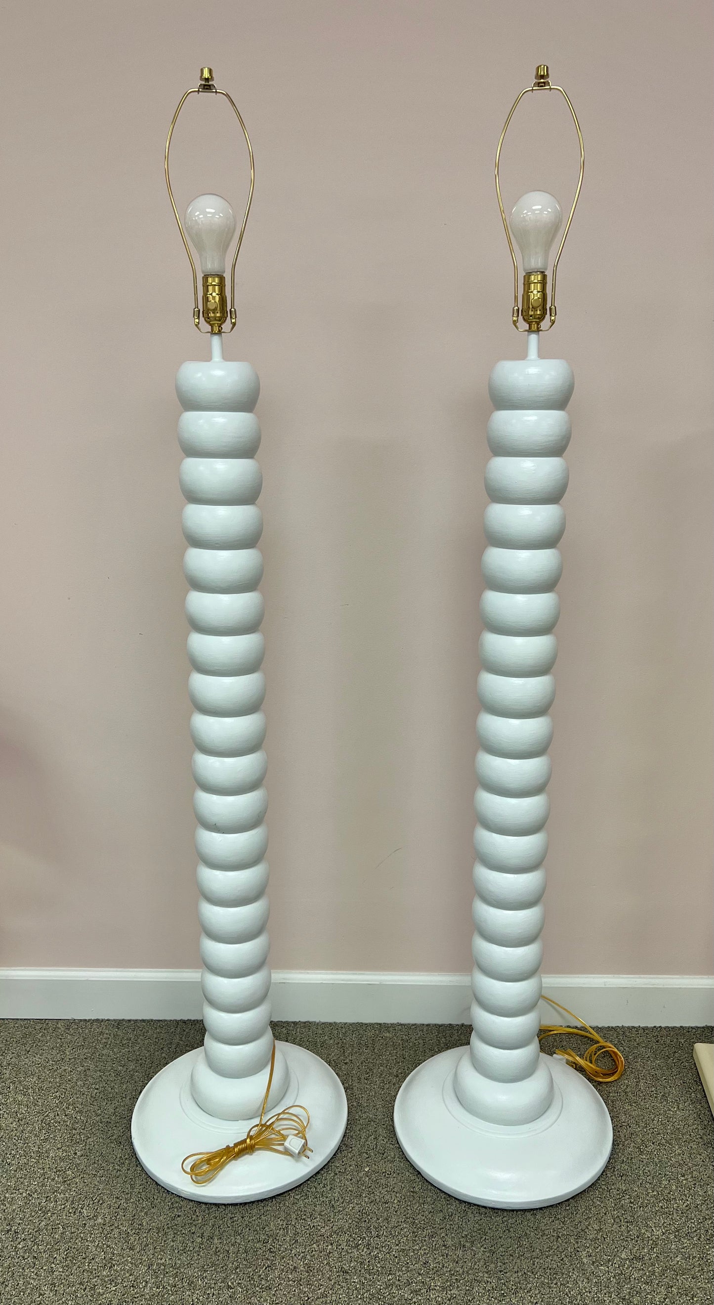 Vintage White Stacked Plaster Floor Lamp