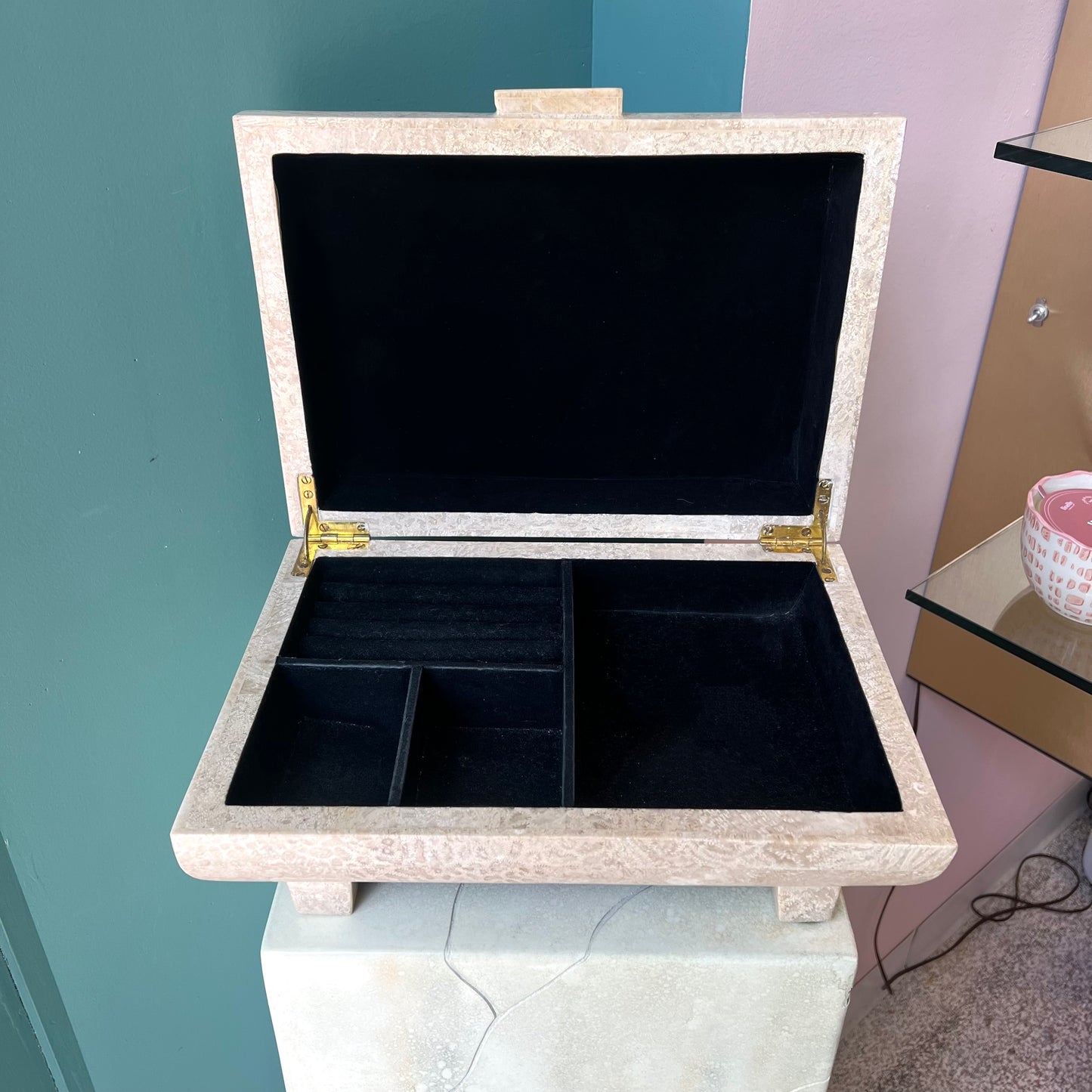 Vintage Renoir Designs Tessellated Stone Jewelry Box