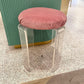 Vintage Lucite and Pink Velvet Vanity Stool