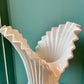Large Vintage White Ceramic Fan Vase