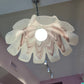 Vintage Murano Style Burgundy and Frosted Glass Pendant Chandelier