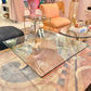 Vintage Square Fiberglass Faux Stone Swirl Base Coffee Table