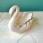 Vintage White Porcelain and Gold Swan Ring Dish By Lenox