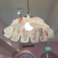 Vintage Murano Style Burgundy and Frosted Glass Pendant Chandelier