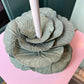 Pair of Vintage Metal Cabbage Lamps with Blush Shades