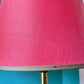 Vintage Mid Century Brass Table Lamp with Red Shade