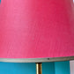 Vintage Mid Century Brass Table Lamp with Red Shade