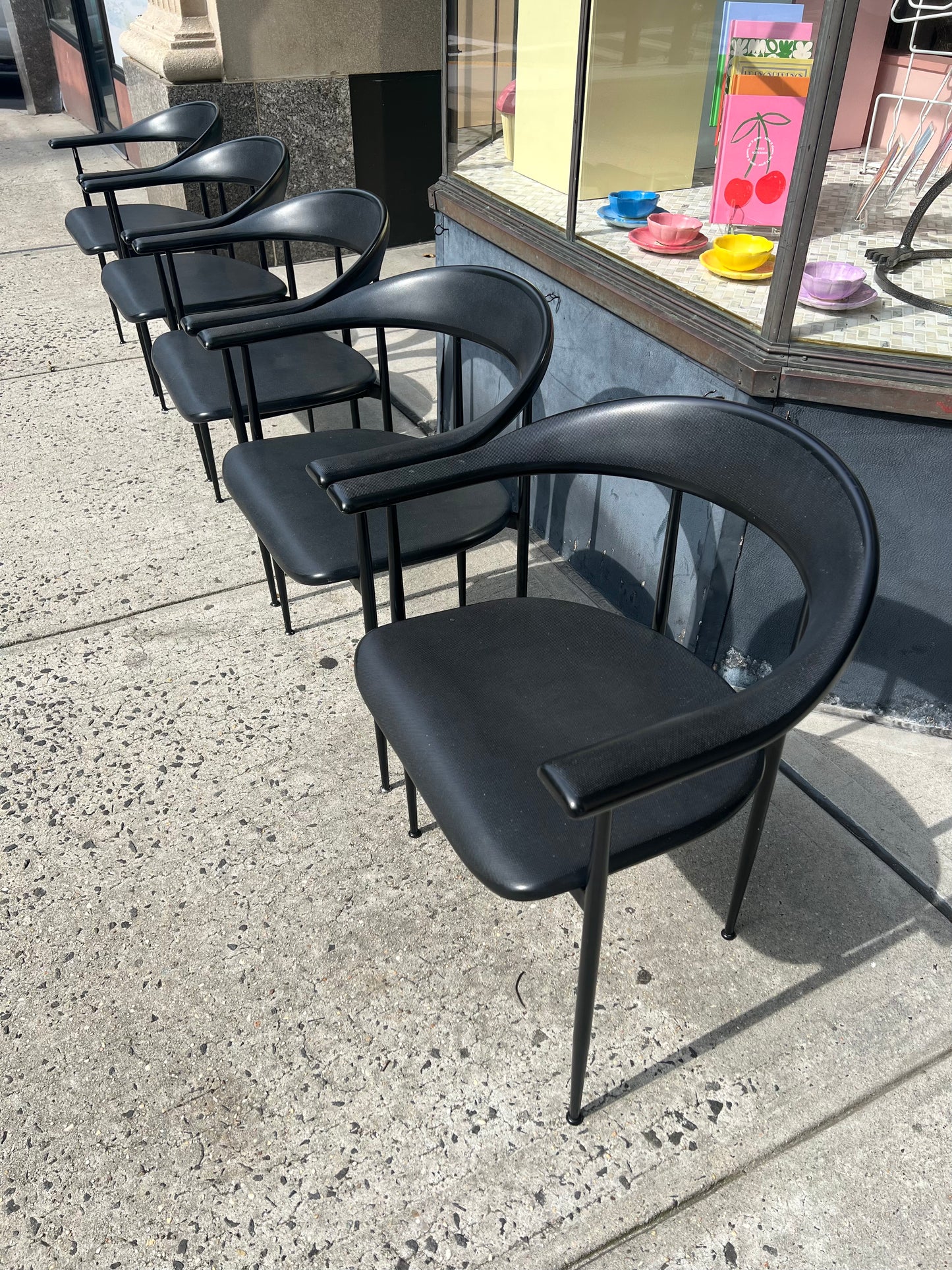 Vintage Set of 5 Model P40 Black Italian Dining Chairs by Fasem