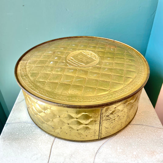 Vintage Country Inn Gold Tin 10.25"D