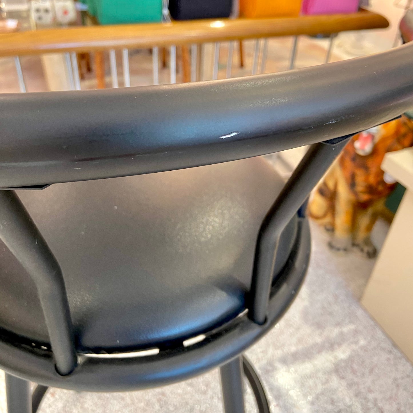 Pair of Black Crown Back Swivel Bar Chairs