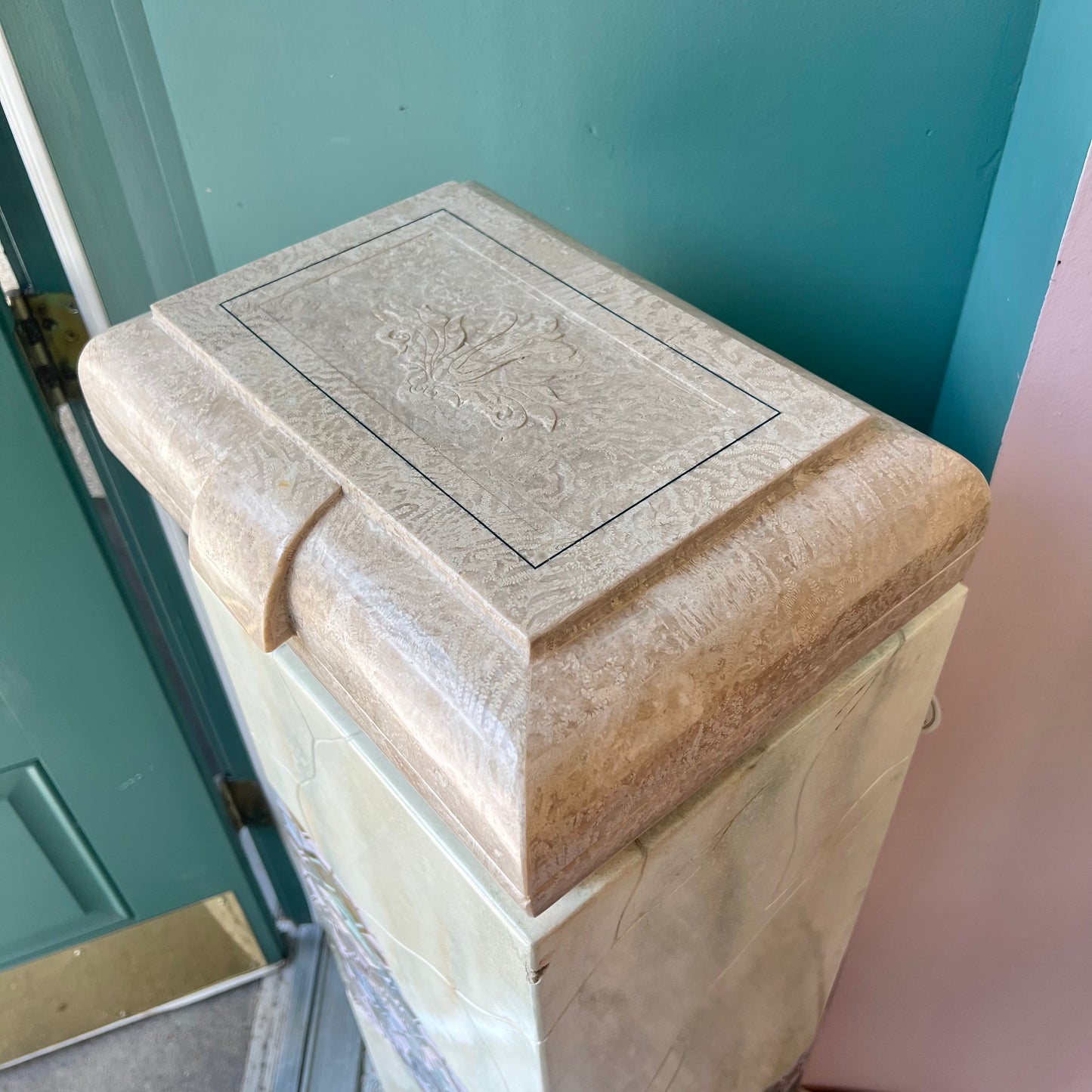Vintage Renoir Designs Tessellated Stone Jewelry Box