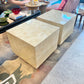 1980's Faux Goatskin Laminate Cube Side Table/item