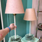 Pair of Vintage Metal Cabbage Lamps with Blush Shades