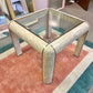 Vintage Tessellated Stone, Glass and Brass Inlay Square Dining Table