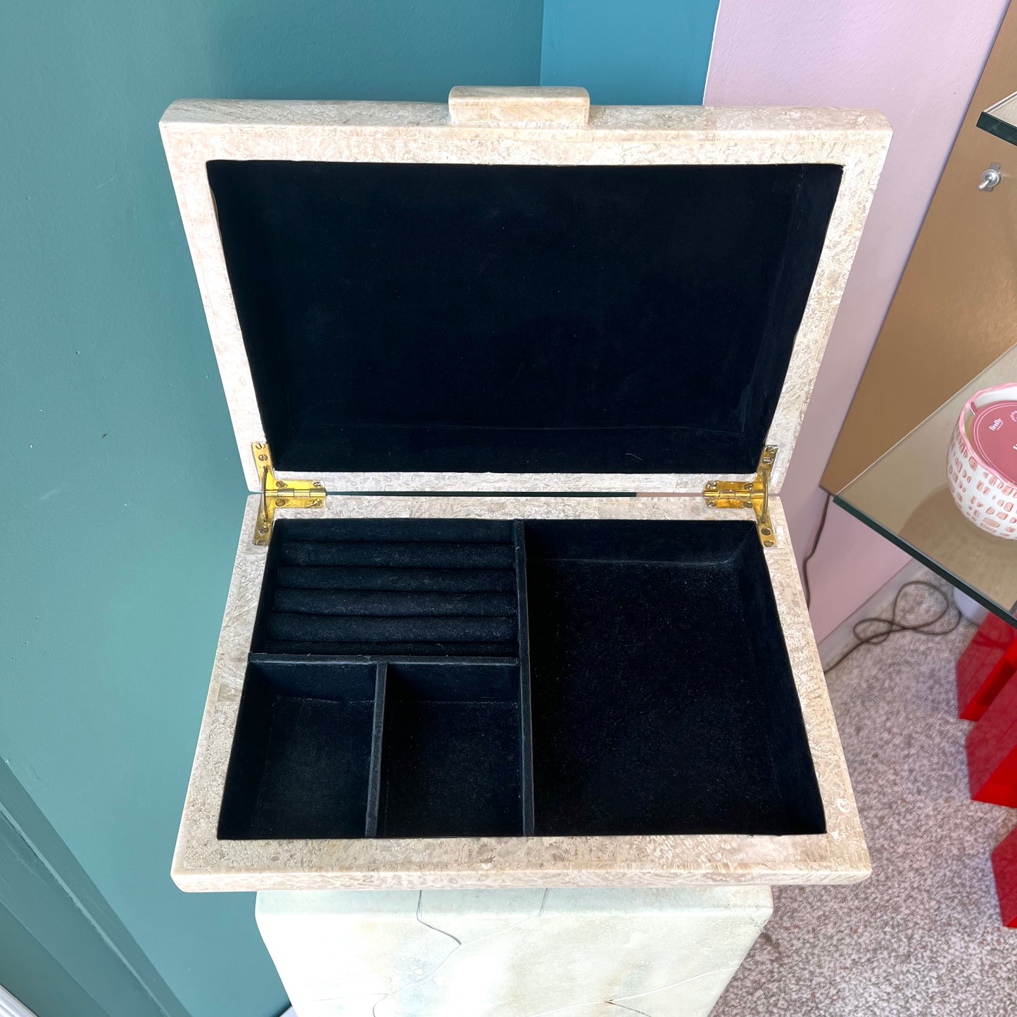 Vintage Renoir Designs Tessellated Stone Jewelry Box