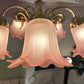 Vintage Pink Murano Glass Style Flower Shade Chandelier
