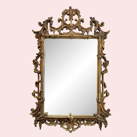 Vintage Large Rococo Giltwood Style Mirror by Vanguard Studios