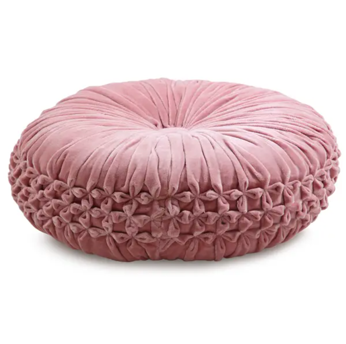 Blush Velvet Round Tufted Pillow