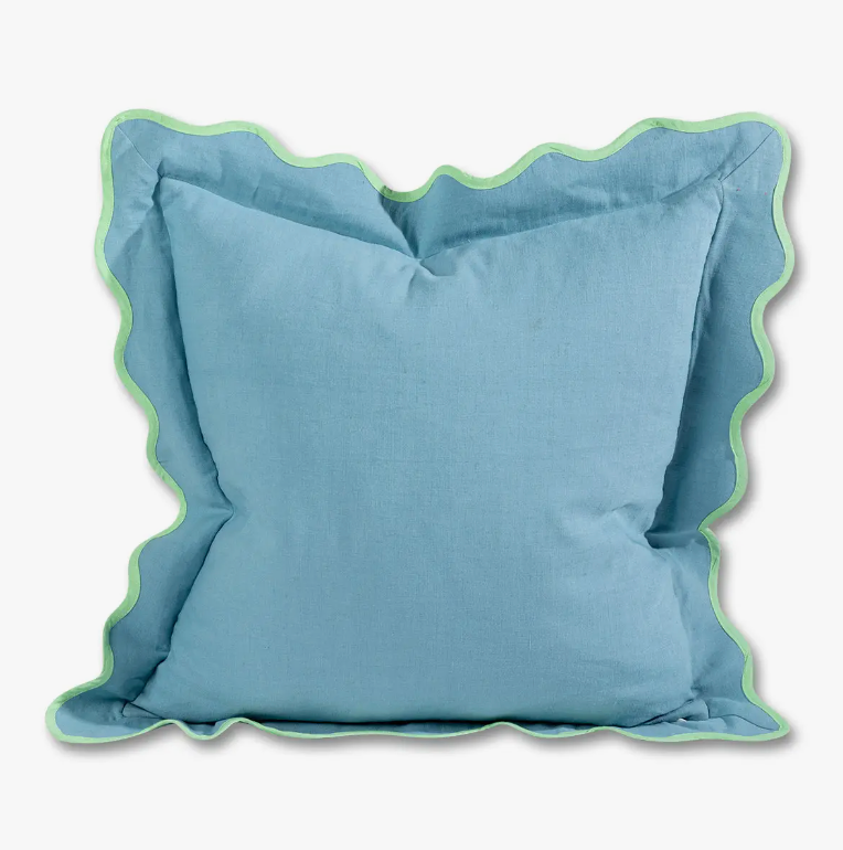 Darcy Linen Pillow - Aqua + Mint