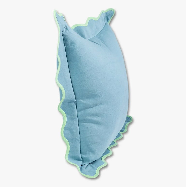 Darcy Linen Pillow - Aqua + Mint