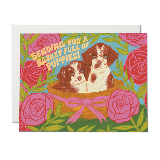 Basket of Puppies Card