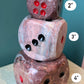 Extra Large 4" Pink and Grey Marble Dice