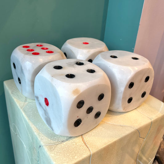 Extra Large 4" White Marble Dice